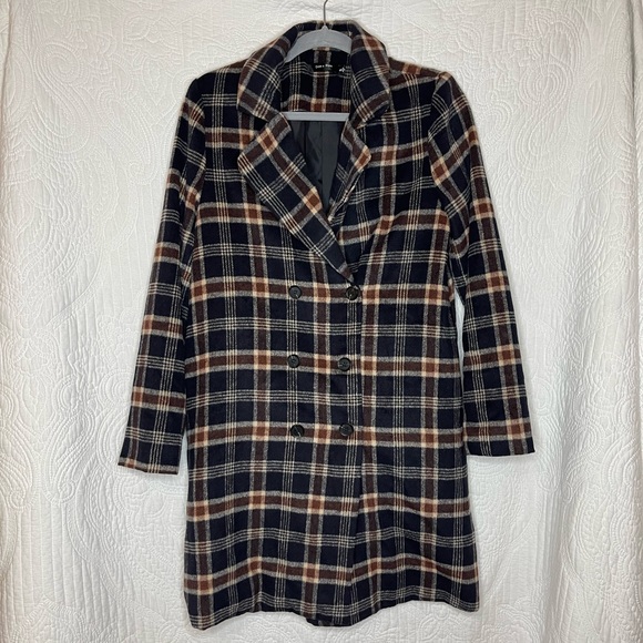 Doe & Rae Plaid Double Breasted Winter Coat Jacket Small ^ 3 for $20 - Picture 3 of 4